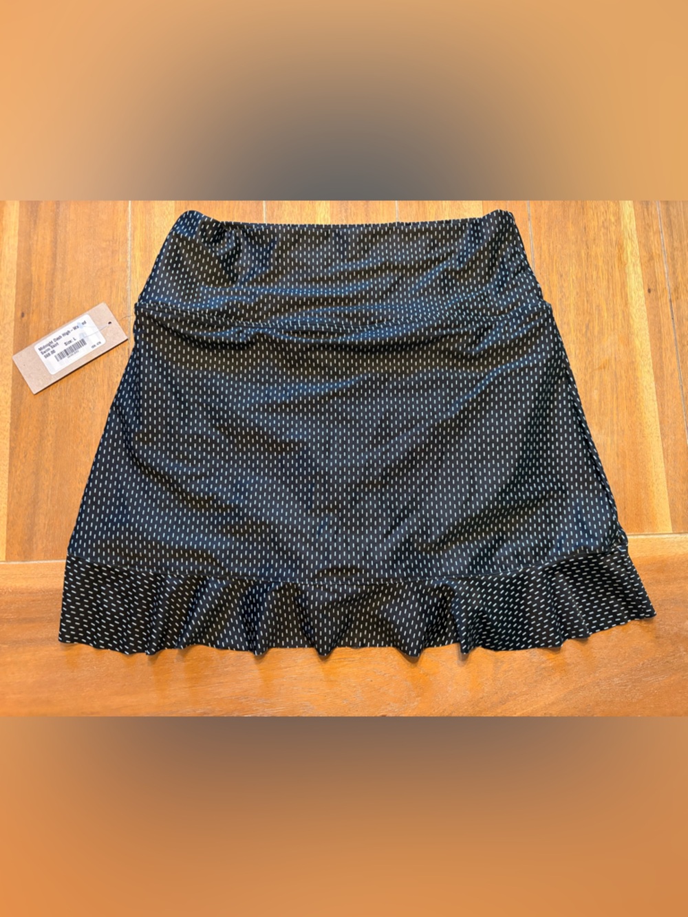Black and White Microdot Ruffle Hem Swim Mini - Picture 2 of 3